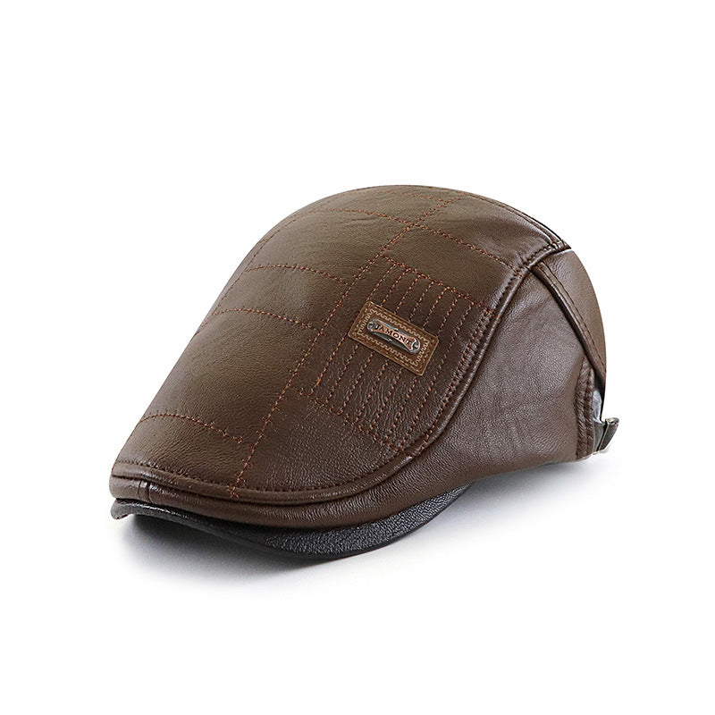 PU Leather Beret Cap Fall Winter Hat