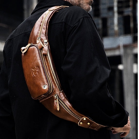 Casual Cowhide Leather Waist Bag