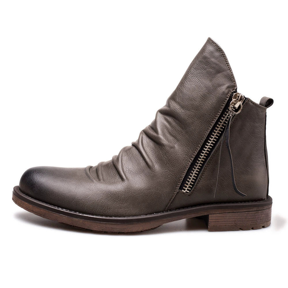Double Side Zipper Non-slip Leather Boots