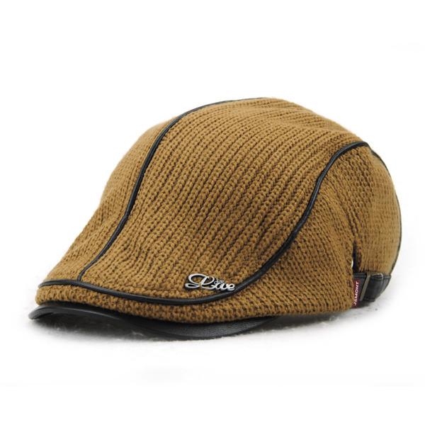 Men Women Wool Knitting Beret Caps Newsboy Buckle Adjustable Casual Outdoors Peaked Hat - JackModa