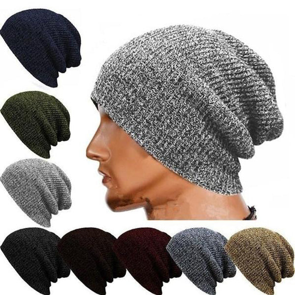 Winter Casual Cotton Knit Cap Baggy Beanie Crochet Cap Outdoor Ski Cap
