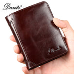 RFID Antimagnetic Genuine Leather Vintage Tri-fold Large Capacity Short Wallet For Men