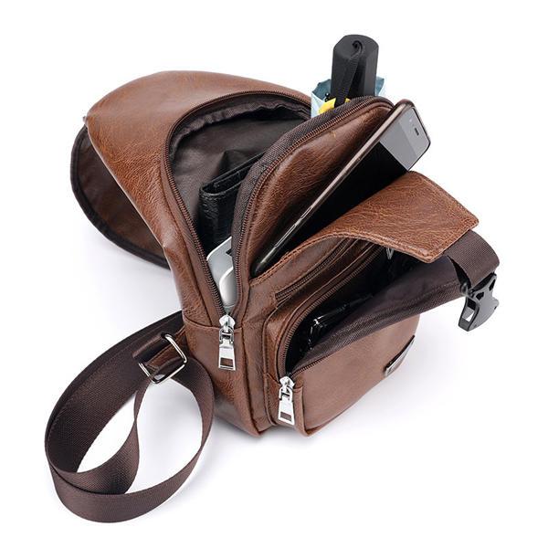 Men Outdoor Shoulder Chest Bag Travel Daypack with USB Charging Port