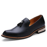 Men Retro Leather Loafers Slip On Business Shoes