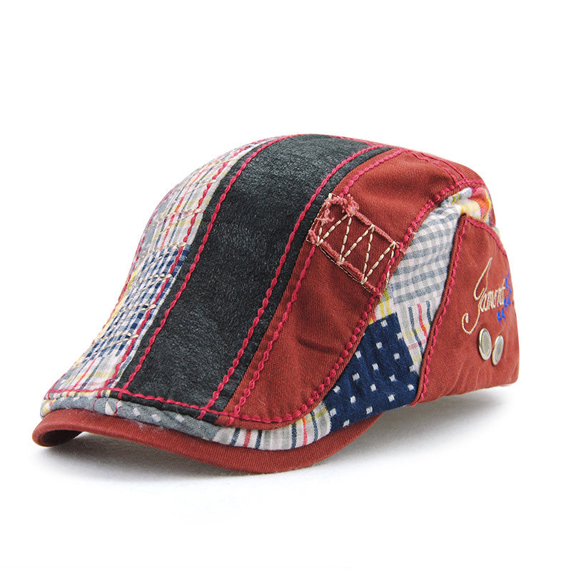 Fashion Visor Cap Beret Hats Patchwork Striped Casquette Flat Caps