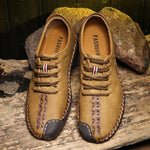 Men British Style Retro Hand Stiching Lace Up Flat Cap-toe Shoes