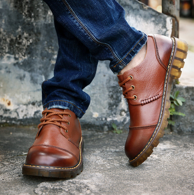 Men Retro Genuine Leather Non-slip Casual Oxford Shoes