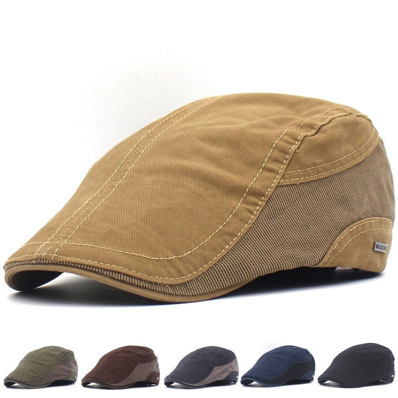 Mens Casual Outdoor Patchwork Breathable Cap Beret Hat