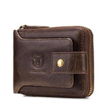 Vintage Genuine Leather 11 Card Slots Coin Purse Zipper Wallet