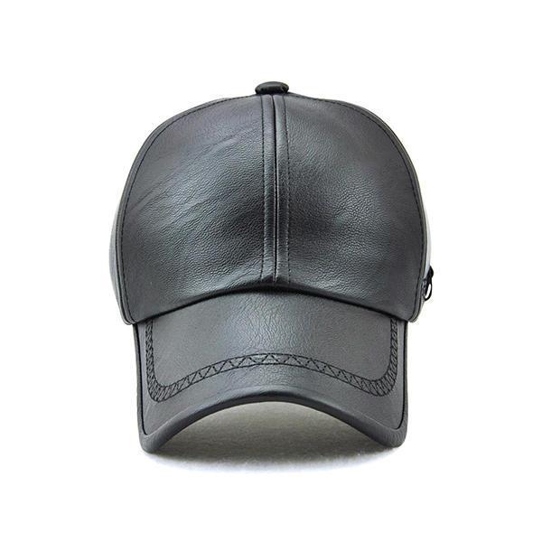 Men Artificial Leather Lace-up Adjustable Baseball Caps