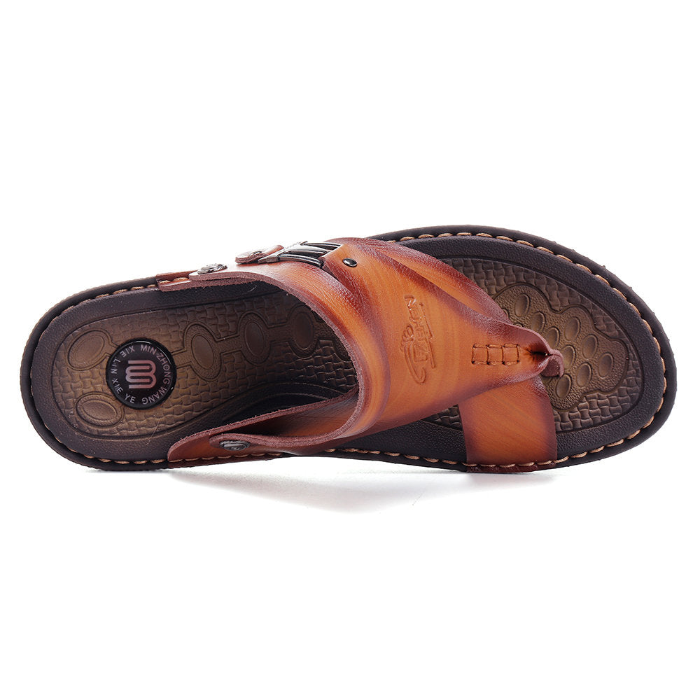 Men Clip Toe Slippers Comfortable Flat Slip On Casual Beach Sandals