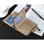 Mens Causal Leather Multi-Functional Buckle Wallet Zipper Coins Wallet - MagCloset