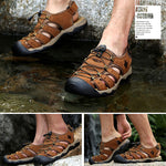 Men Anti-collision Toe Outdoor Slip Resistant Leather Sandals