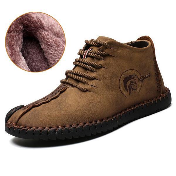 Mens Microfiber Leather Plush Lining Casual Boots