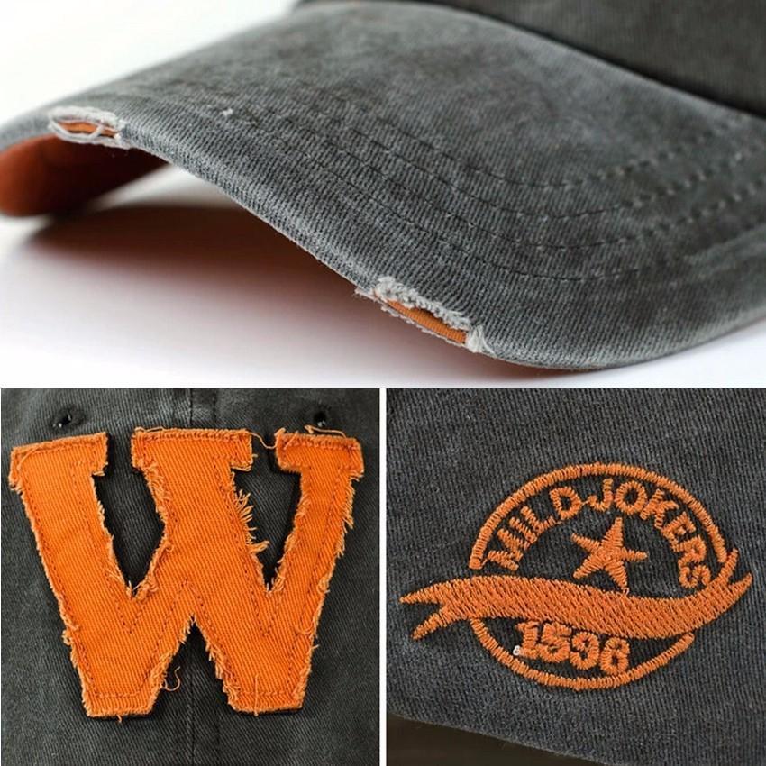 Unisex Letter W Embroidery Denim Washed Baseball Cap