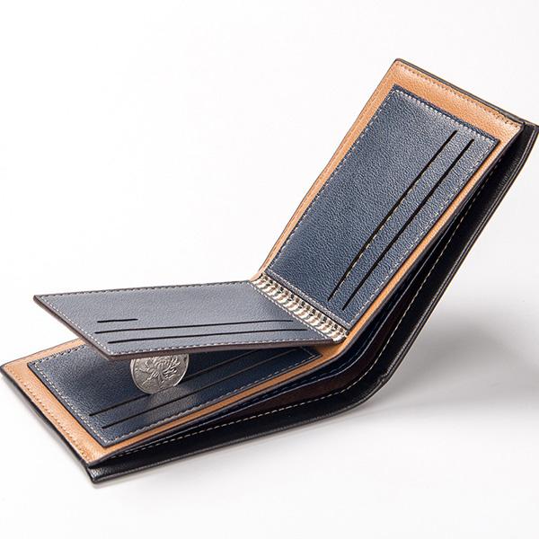 Mens Casual Leather Embossing Horizontal Short Wallet - MagCloset