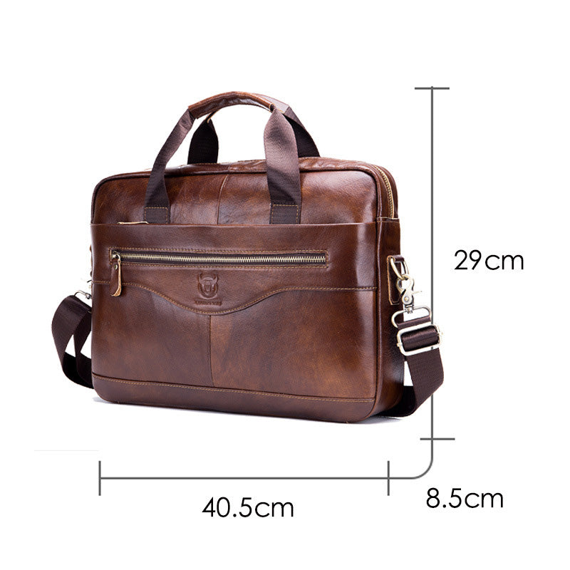 Leather Single-Shoulder Cross-Body Bag Cowhide Briefcase