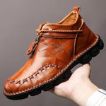 Mens Hand Stitching Soft Sole Casual Ankle Boots