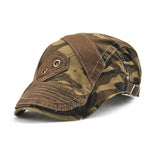 Men Pure Color Camouflage Patchwork Beret Caps Outdoor Visor Peaked Cap