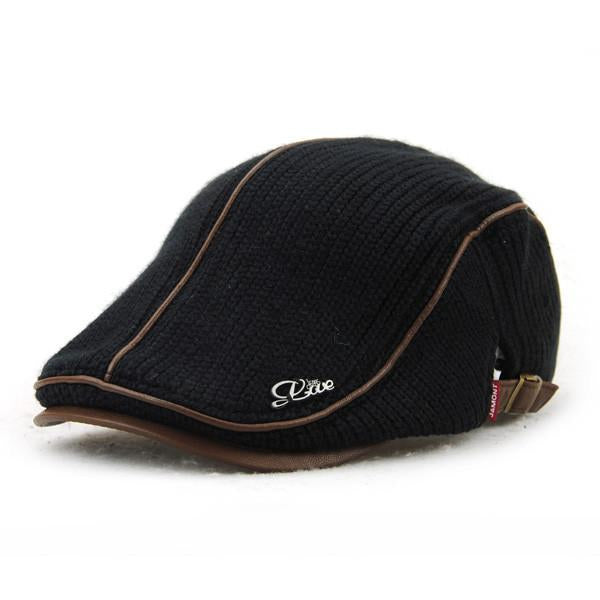 Men Women Wool Knitting Beret Caps Newsboy Buckle Adjustable Casual Outdoors Peaked Hat
