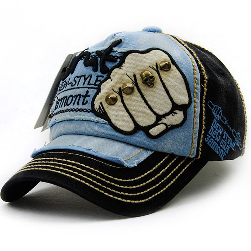 Unisex Fist Baseball Hat Letter Rivet Casual Cap