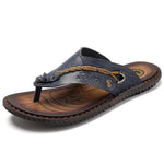 Summer Men Leather Sandals Flip Flops Beach Soft Sole Slippers