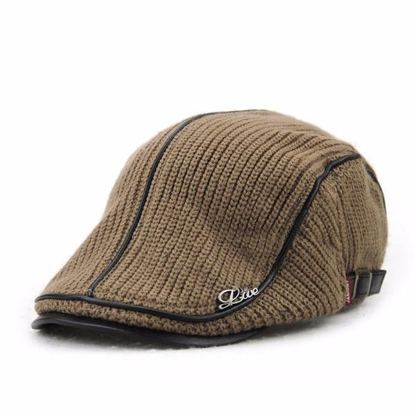 Men Women Wool Knitting Beret Caps Newsboy Buckle Adjustable Casual Outdoors Peaked Hat - JackModa