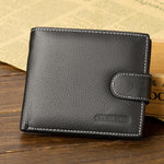 Men Retro Business Genuine Leather Zipper Short Wallet With Coins Pocket - MagCloset