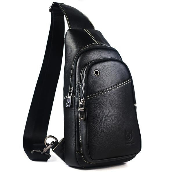 Bullcaptain Large Capacity Genuine Leather Crossbody Bag Men's Chest Bag - MagCloset