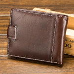 Men Retro Business Genuine Leather Zipper Short Wallet With Coins Pocket - MagCloset