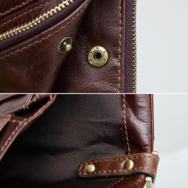 Men Genuine Leather RFID Blocking Fashion Zipper Wallet