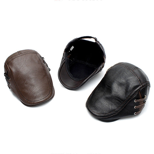 Leather Men's Cap Personality Perforated Strap Design Cap