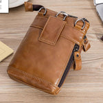Vintage Leather Messenger Waist Bag for Men