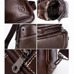 Bullcaptain Large Capacity Genuine Leather Crossbody Bag Men's Chest Bag - MagCloset