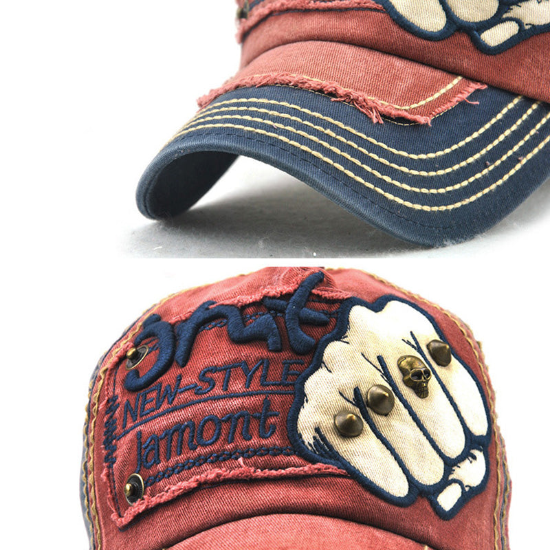 Unisex Fist Baseball Hat Letter Rivet Casual Cap