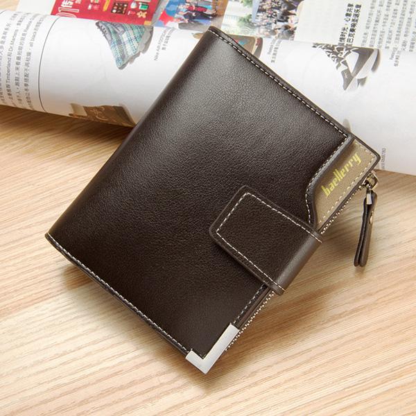 Mens Causal Leather Multi-Functional Buckle Wallet Zipper Coins Wallet
