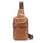 Bullcaptain® Men Genuine Leather Crossbody Bag Chest Bag Shoulder Bag - MagCloset