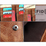 Crazy Horsehide Leather RFID Blocking Short Wallet For Men - MagCloset