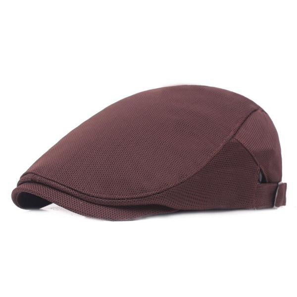 Men's Casual Beret Cap Breathable Mesh Cap Adjustable Pure Color Cap
