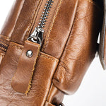 Bullcaptain® Men Genuine Leather Crossbody Bag Chest Bag Shoulder Bag - MagCloset