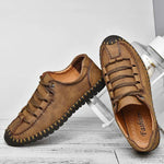 Large Size Quality Leather Lace Up Casual Flats Shoes