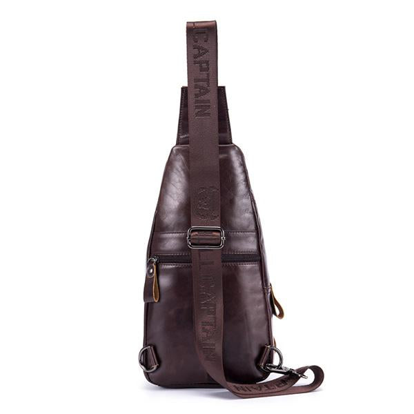 Bullcaptain® Men Leather Crossbody Bag Large Capacity Chest Bag Shoulder Bag - MagCloset