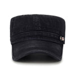 Mens Washed Cotton Flat Top Hat Outdoor Sunscreen Military Army Peaked Cap