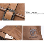 Bullcaptain® Men Cow Leather Messenger Bag Business Casual Shoulder Crossbody Sling Bag