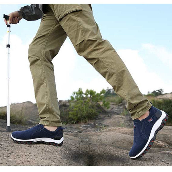 Men Hiking Suede Breathable Slip Resistant Slip On Outdoor Sneakers