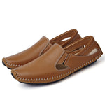 Mens Casual Comfy Slip On Genuine Leather Flat Loafers
