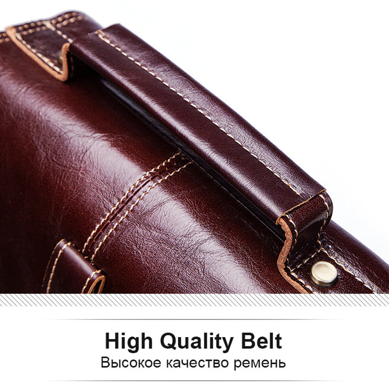 GZCZ Genuine Leather Buckle Large Capacity Crossbody Messenger Bag