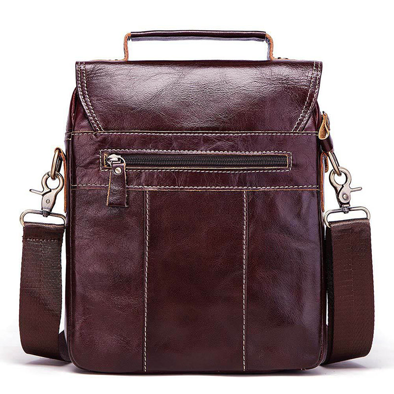 GZCZ Genuine Leather Buckle Large Capacity Crossbody Messenger Bag