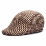 Men Women Woolen Thick Plaid Stripe Newsboy Beret Hat Duckbill Cowboy Golf Flat Cabbie Cap - JackModa