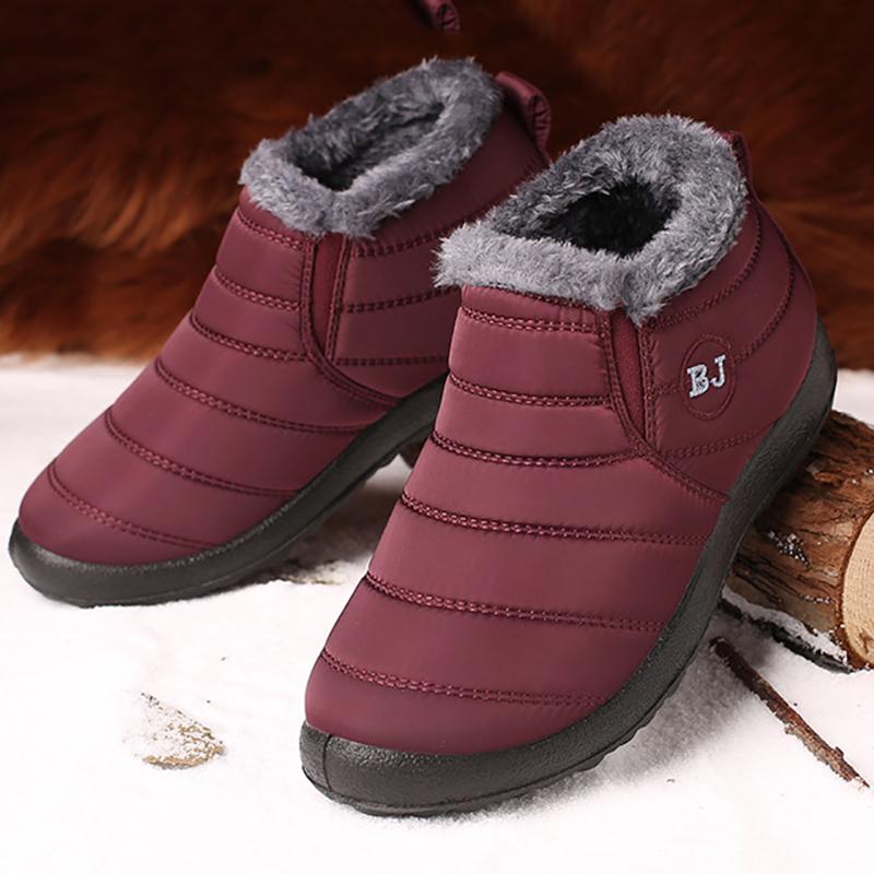 Warm Fur Lining Slip On Flat Ankle Snow Boots For Men & Women